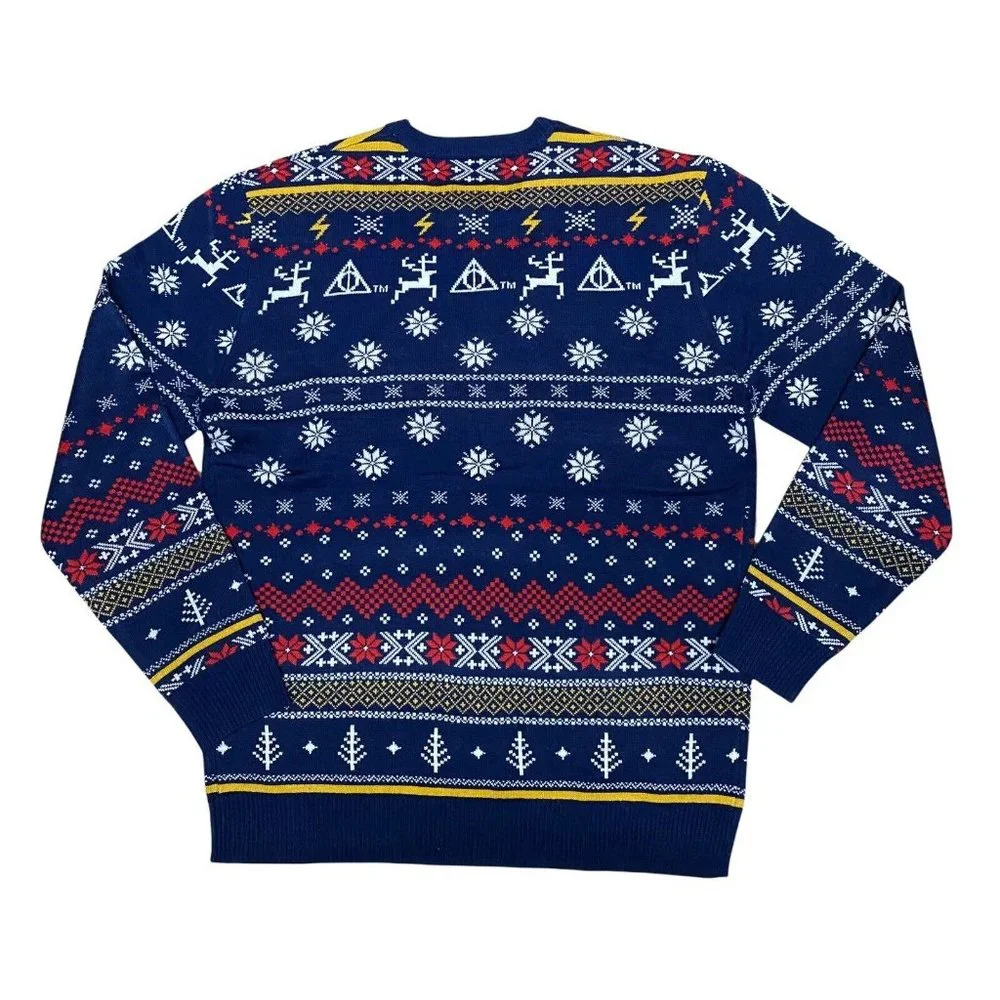 Harry Potter Men's M Hogwarts Happy Christmas Ugly Holiday Sweater Wizard World - Picture 8 of 12
